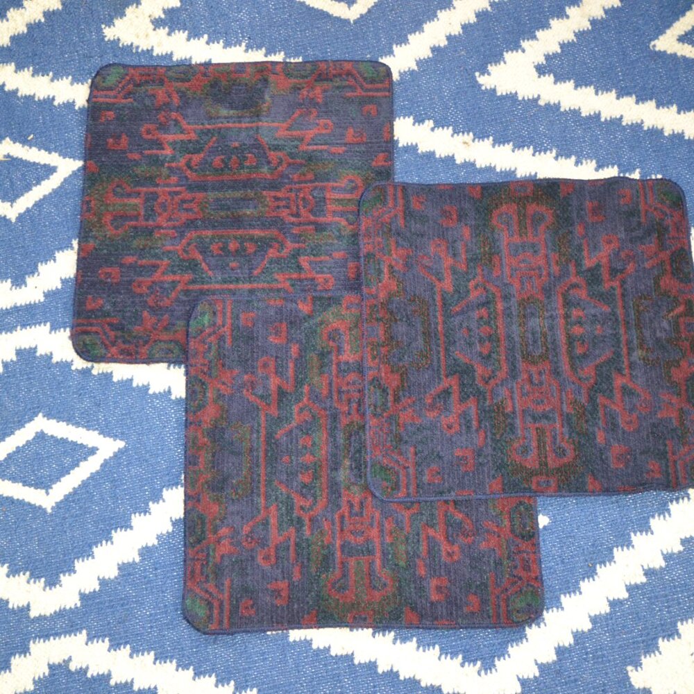 Vintage Ralph Lauren 100% Cotton 3 Washcloths Navy Wine Green Blue Polo USA